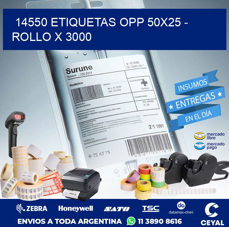 14550 ETIQUETAS OPP 50X25 - ROLLO X 3000