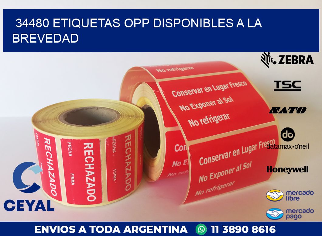34480 ETIQUETAS OPP DISPONIBLES A LA BREVEDAD