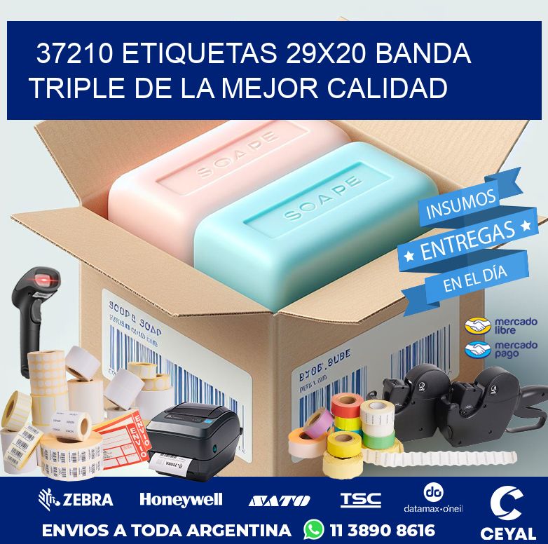 37210 ETIQUETAS 29X20 BANDA TRIPLE DE LA MEJOR CALIDAD