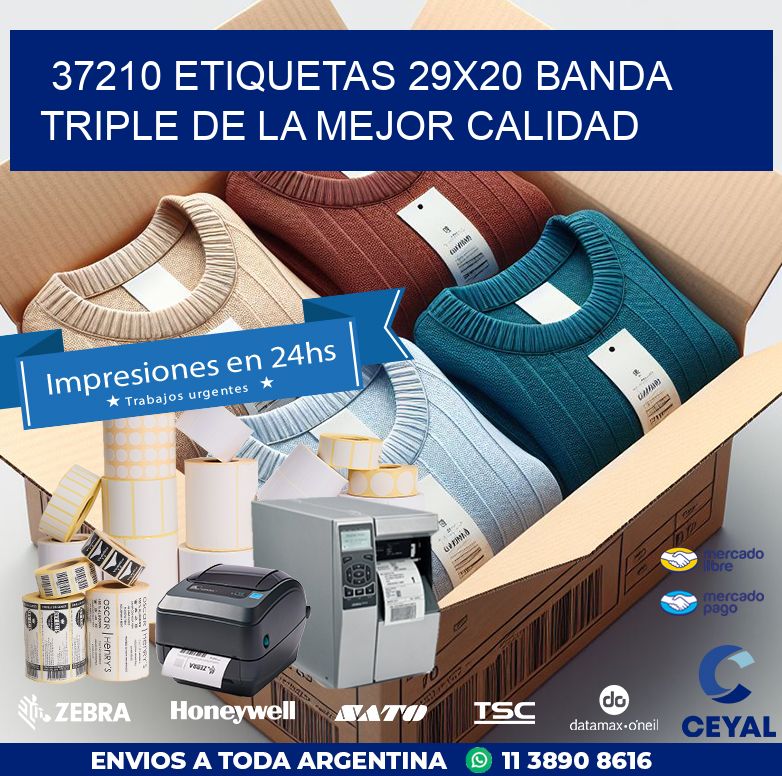 37210 ETIQUETAS 29X20 BANDA TRIPLE DE LA MEJOR CALIDAD
