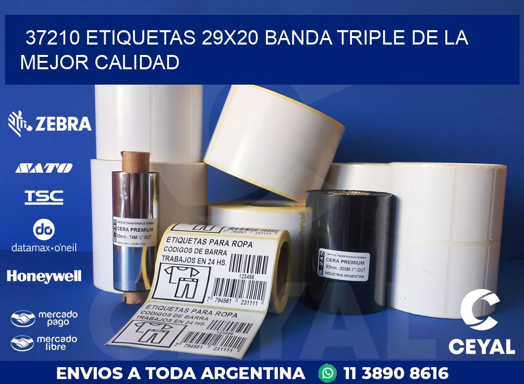 37210 ETIQUETAS 29X20 BANDA TRIPLE DE LA MEJOR CALIDAD