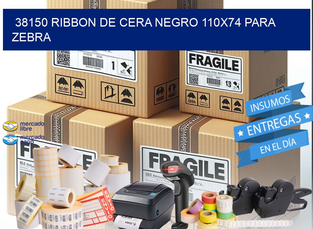 38150 RIBBON DE CERA NEGRO 110X74 PARA ZEBRA