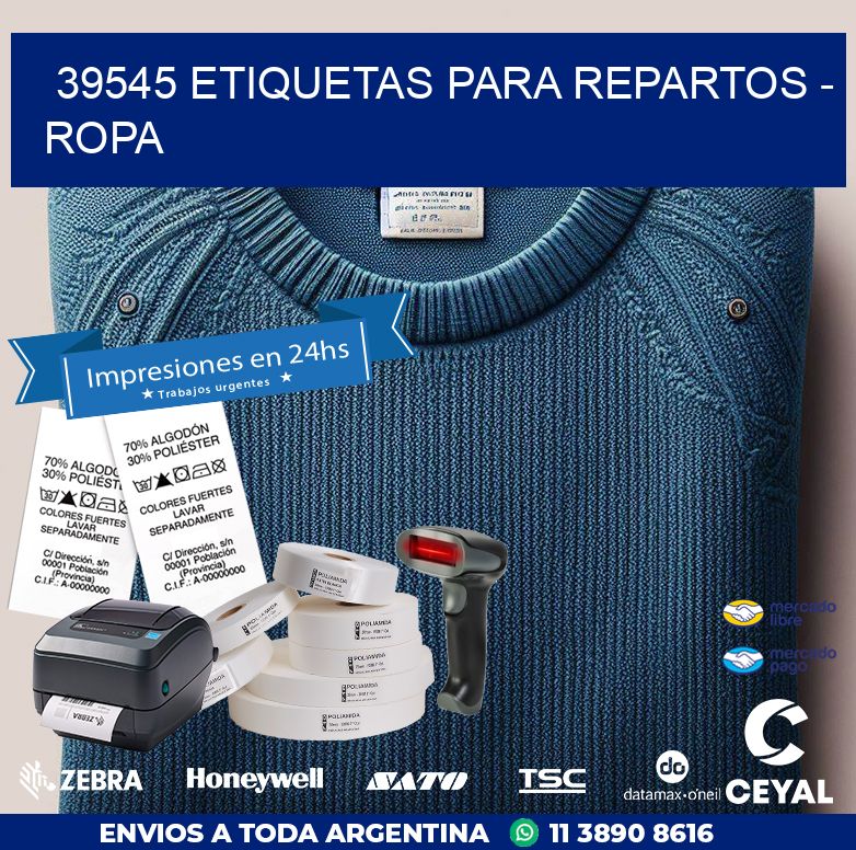 39545 ETIQUETAS PARA REPARTOS - ROPA