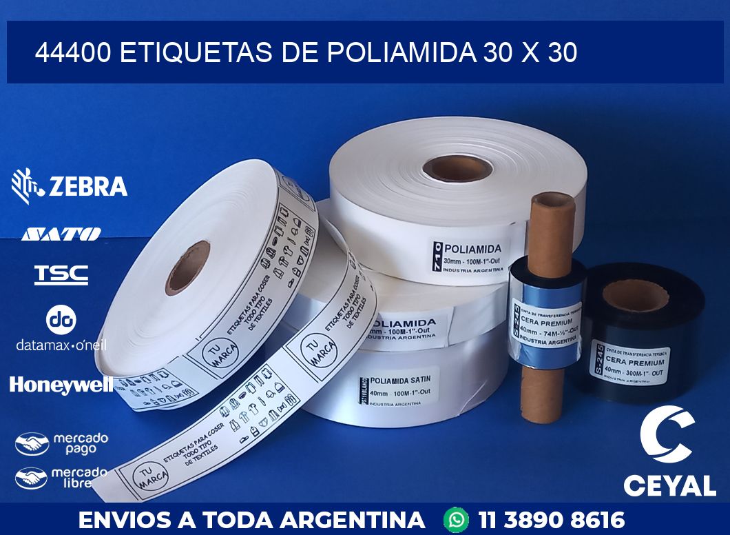 44400 ETIQUETAS DE POLIAMIDA 30 X 30