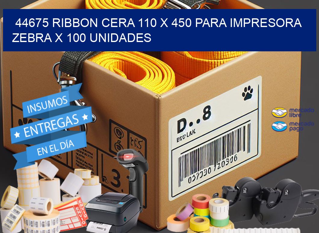 44675 RIBBON CERA 110 X 450 PARA IMPRESORA ZEBRA X 100 UNIDADES