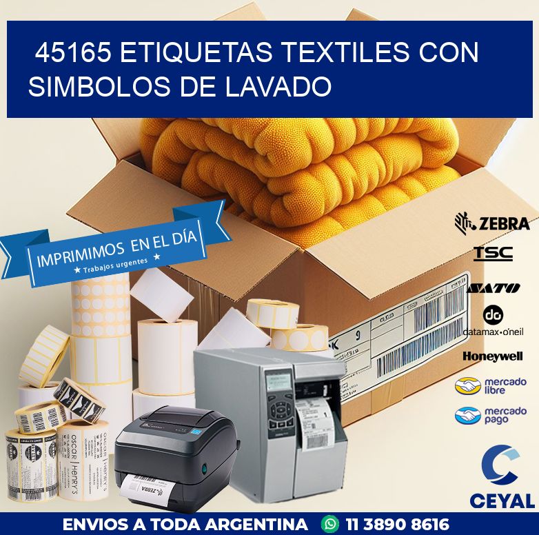 45165 ETIQUETAS TEXTILES CON SIMBOLOS DE LAVADO