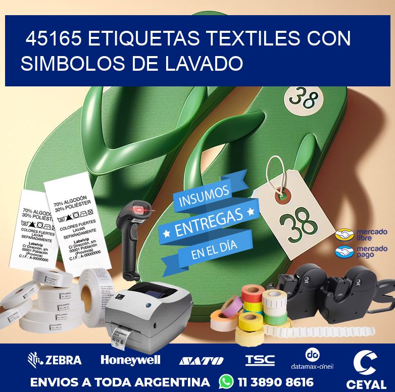 45165 ETIQUETAS TEXTILES CON SIMBOLOS DE LAVADO