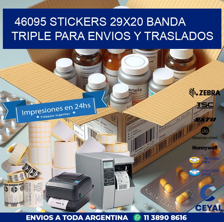 46095 STICKERS 29X20 BANDA TRIPLE PARA ENVIOS Y TRASLADOS