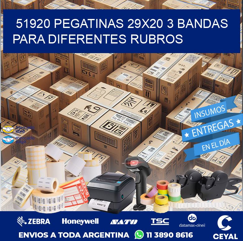51920 PEGATINAS 29X20 3 BANDAS PARA DIFERENTES RUBROS