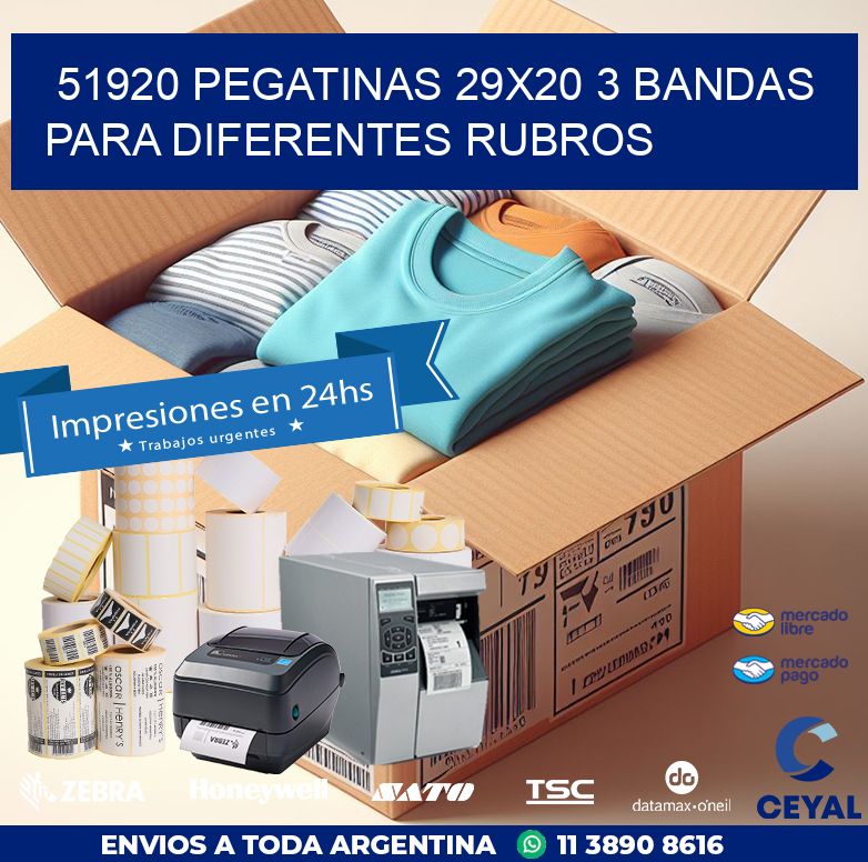 51920 PEGATINAS 29X20 3 BANDAS PARA DIFERENTES RUBROS