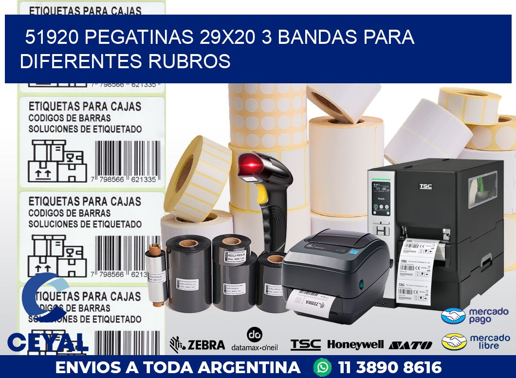 51920 PEGATINAS 29X20 3 BANDAS PARA DIFERENTES RUBROS