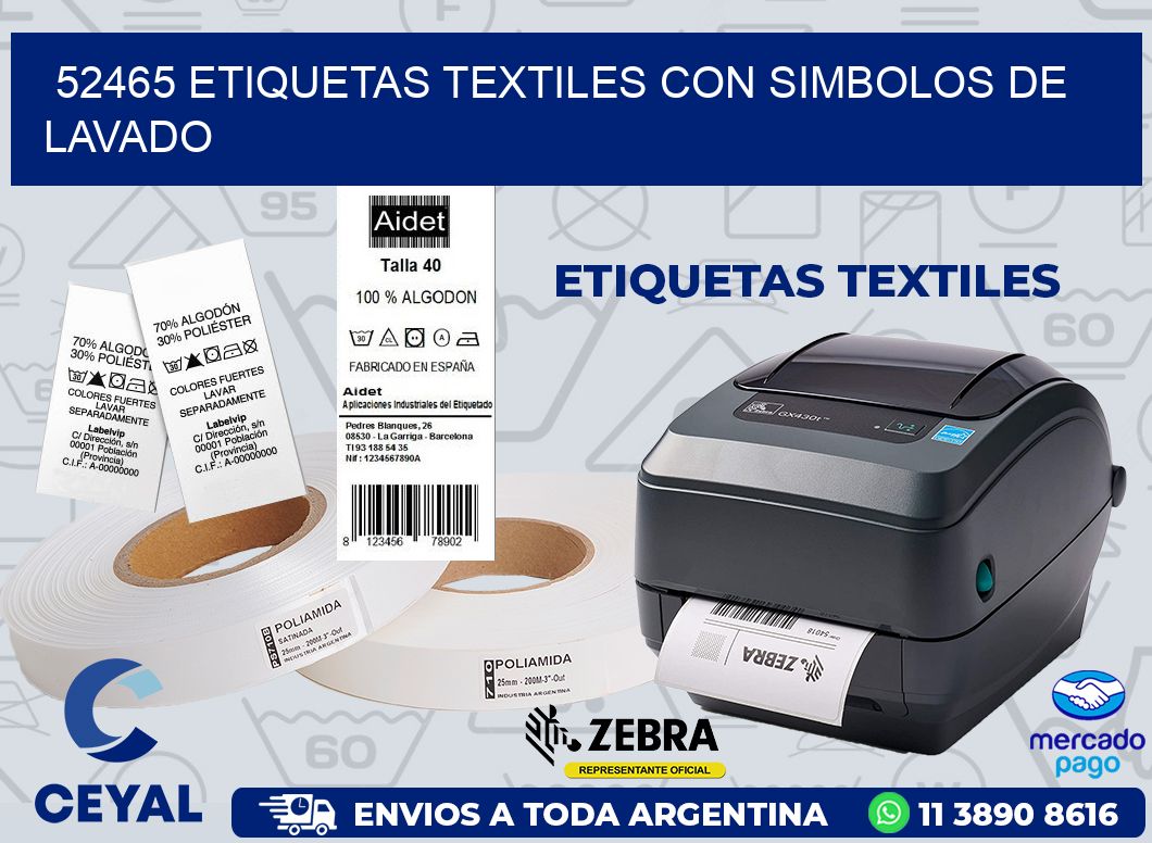 52465 ETIQUETAS TEXTILES CON SIMBOLOS DE LAVADO