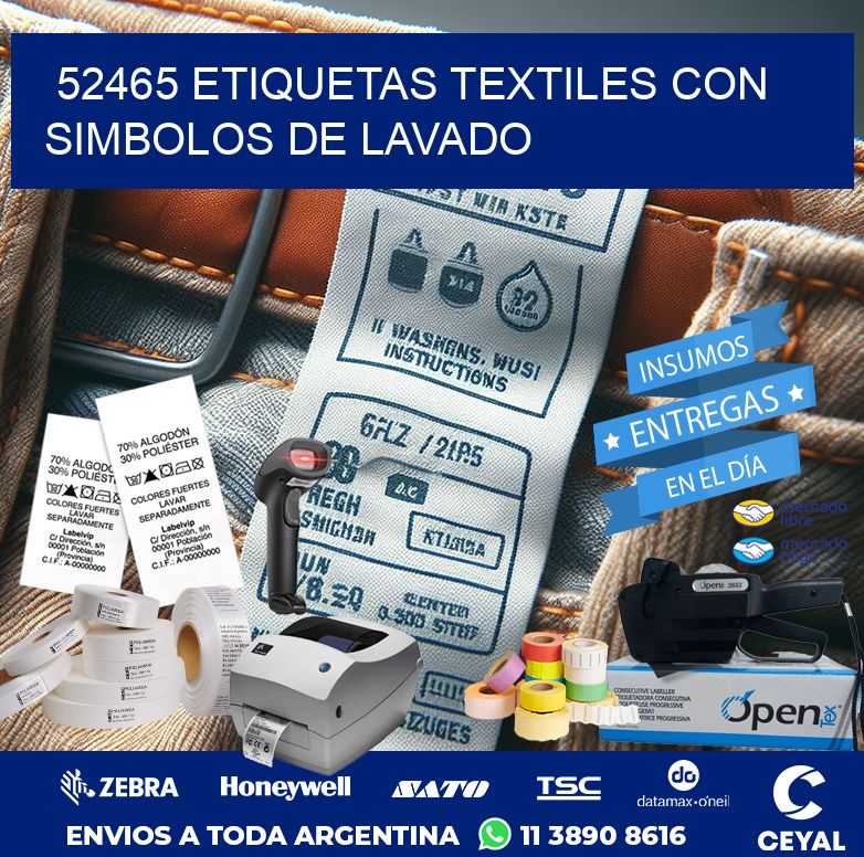 52465 ETIQUETAS TEXTILES CON SIMBOLOS DE LAVADO