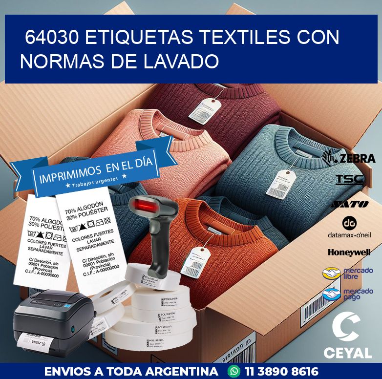 64030 ETIQUETAS TEXTILES CON NORMAS DE LAVADO