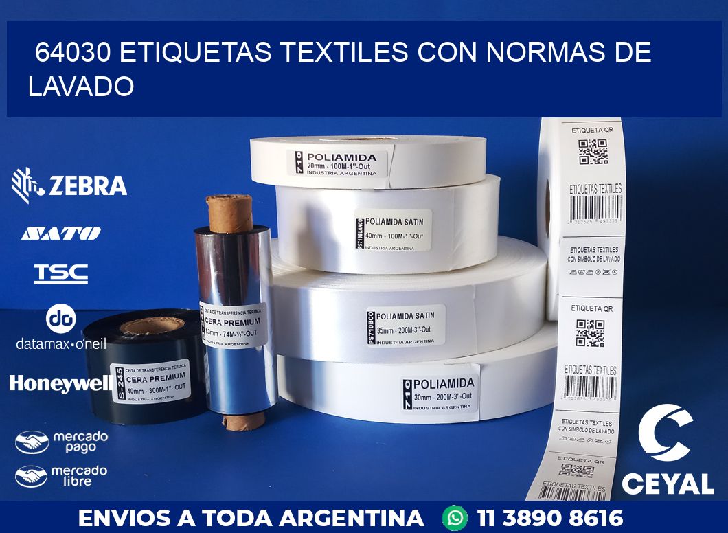 64030 ETIQUETAS TEXTILES CON NORMAS DE LAVADO