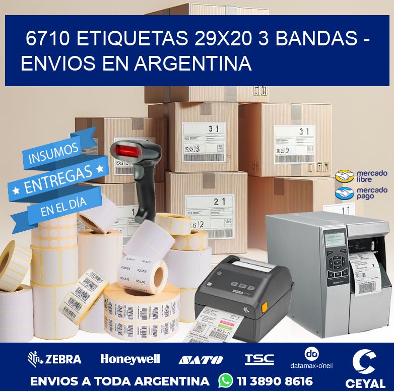 6710 ETIQUETAS 29X20 3 BANDAS - ENVIOS EN ARGENTINA