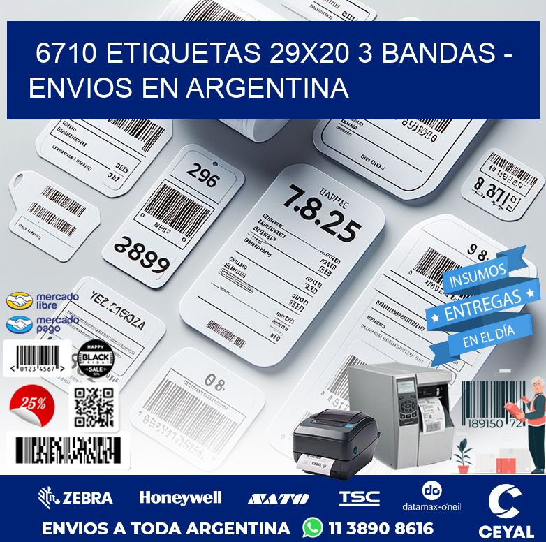 6710 ETIQUETAS 29X20 3 BANDAS - ENVIOS EN ARGENTINA