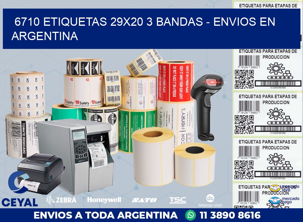 6710 ETIQUETAS 29X20 3 BANDAS – ENVIOS EN ARGENTINA