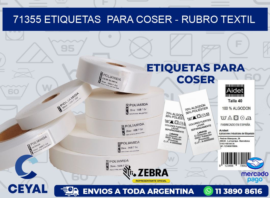 71355 ETIQUETAS  PARA COSER - RUBRO TEXTIL