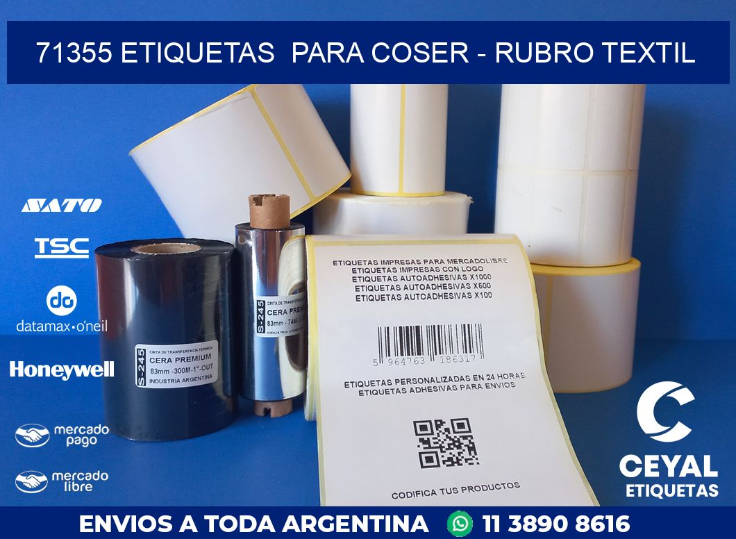 71355 ETIQUETAS  PARA COSER - RUBRO TEXTIL