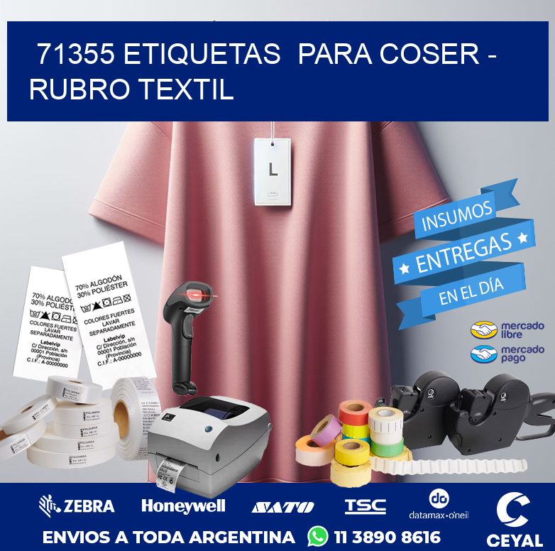 71355 ETIQUETAS  PARA COSER – RUBRO TEXTIL