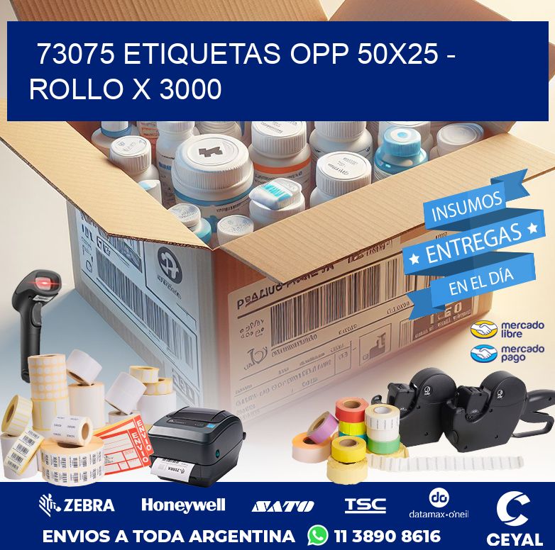 73075 ETIQUETAS OPP 50X25 - ROLLO X 3000