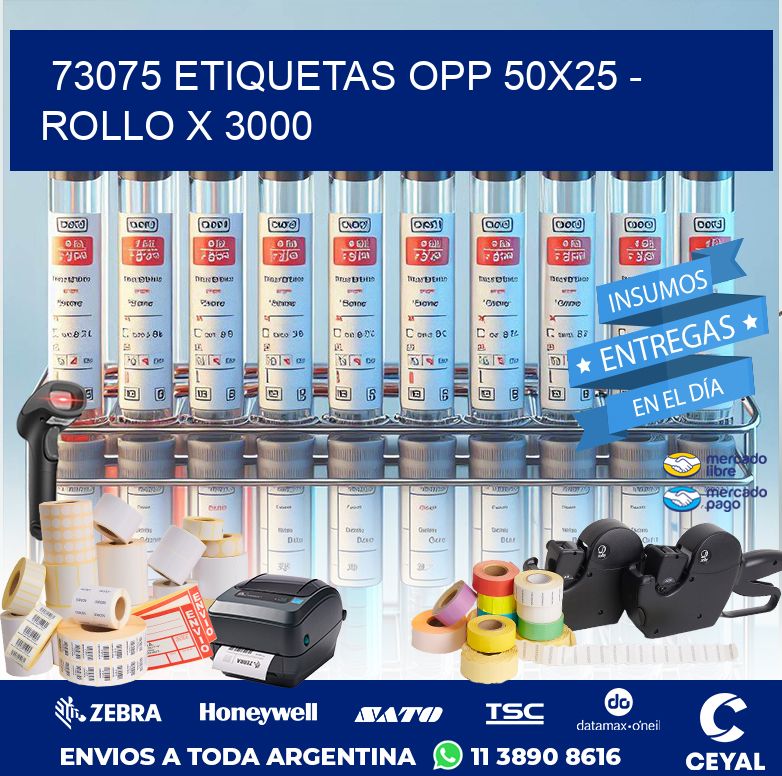 73075 ETIQUETAS OPP 50X25 - ROLLO X 3000