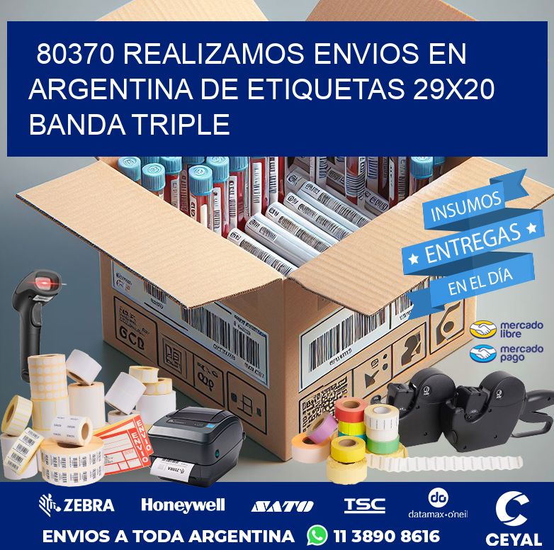 80370 REALIZAMOS ENVIOS EN ARGENTINA DE ETIQUETAS 29X20 BANDA TRIPLE