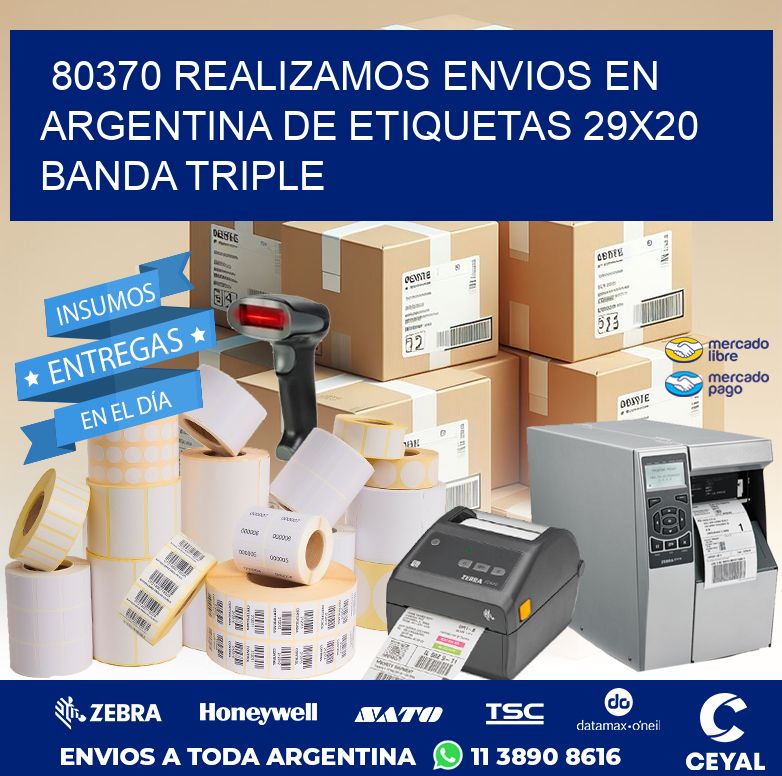 80370 REALIZAMOS ENVIOS EN ARGENTINA DE ETIQUETAS 29X20 BANDA TRIPLE
