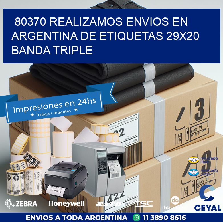 80370 REALIZAMOS ENVIOS EN ARGENTINA DE ETIQUETAS 29X20 BANDA TRIPLE