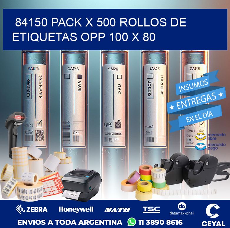 84150 PACK X 500 ROLLOS DE ETIQUETAS OPP 100 X 80