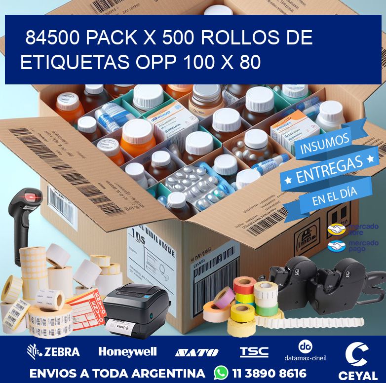 84500 PACK X 500 ROLLOS DE ETIQUETAS OPP 100 X 80