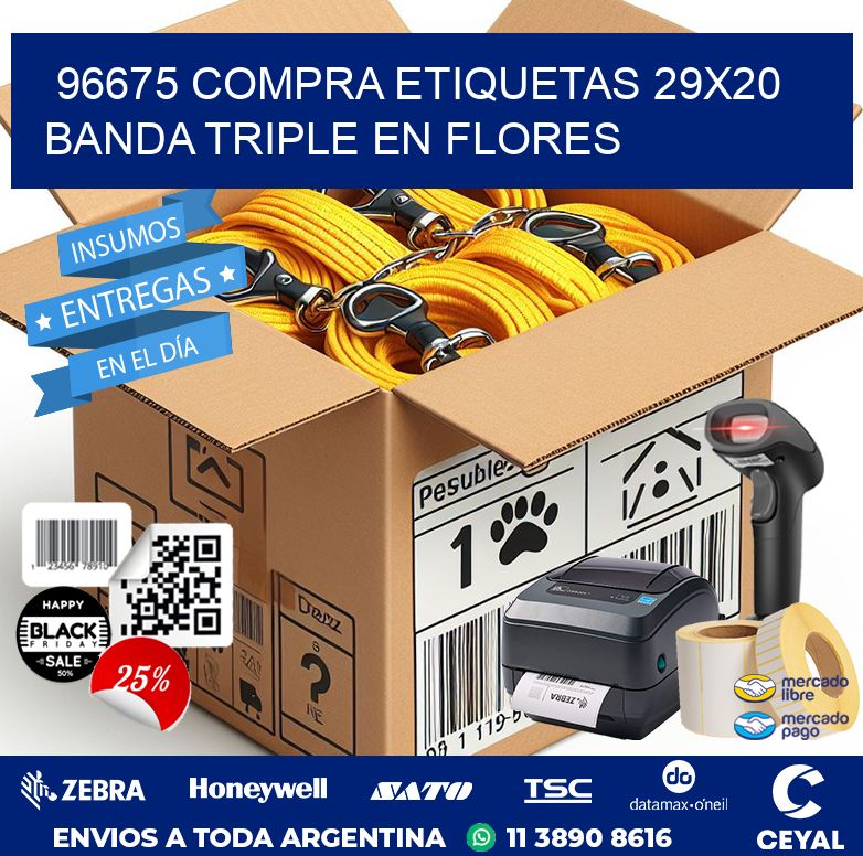 96675 COMPRA ETIQUETAS 29X20 BANDA TRIPLE EN FLORES