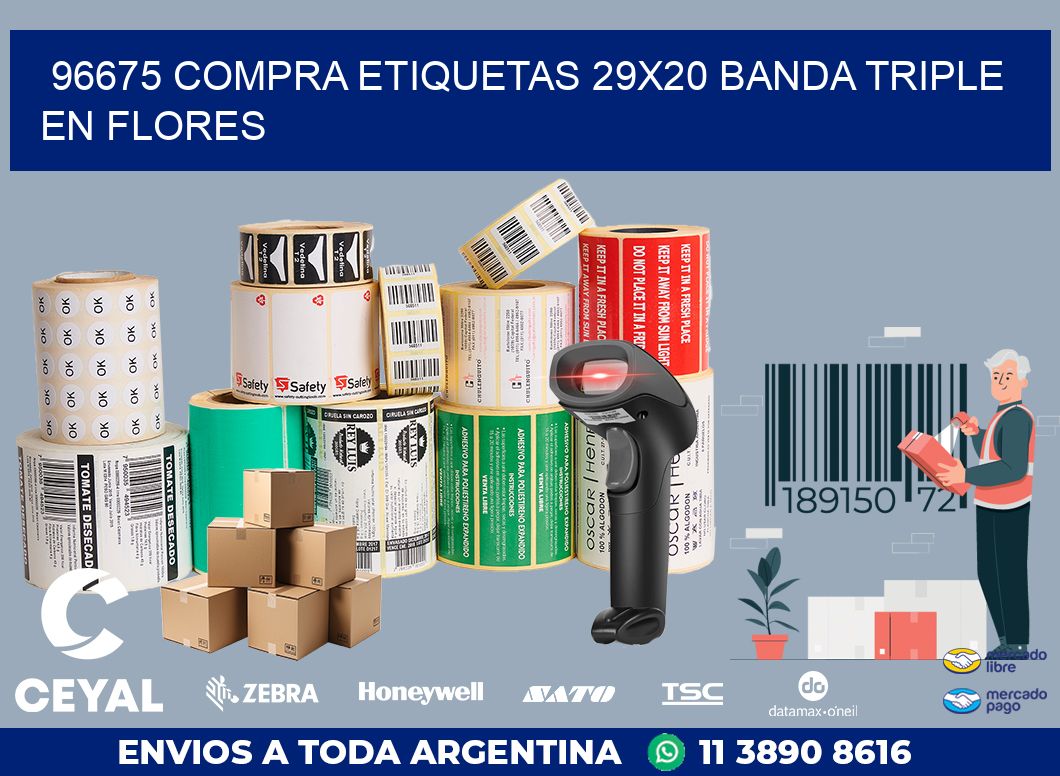 96675 COMPRA ETIQUETAS 29X20 BANDA TRIPLE EN FLORES