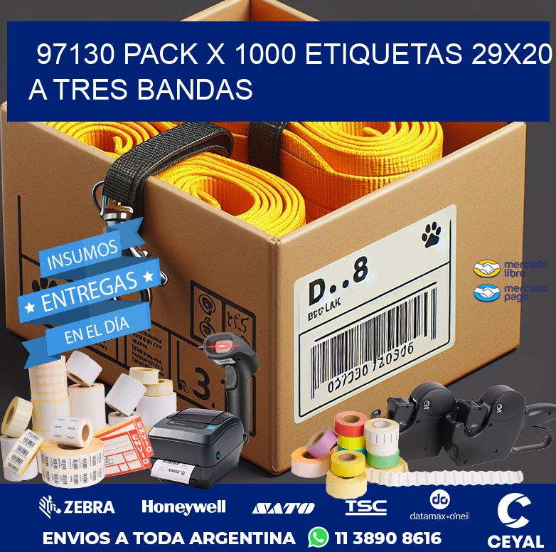 97130 PACK X 1000 ETIQUETAS 29X20 A TRES BANDAS