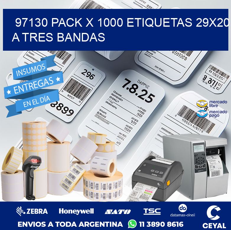 97130 PACK X 1000 ETIQUETAS 29X20 A TRES BANDAS
