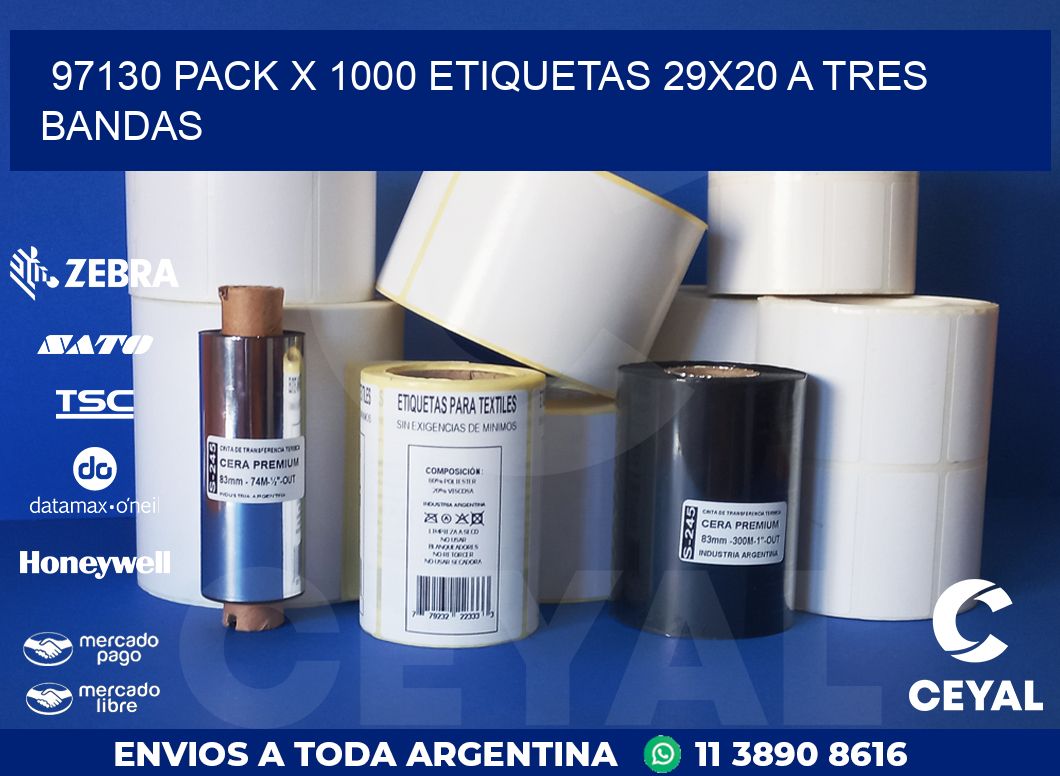 97130 PACK X 1000 ETIQUETAS 29X20 A TRES BANDAS