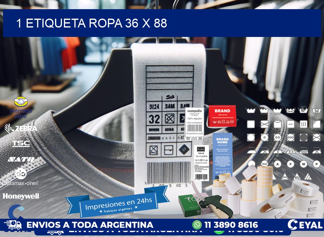 1 ETIQUETA ROPA 36 x 88
