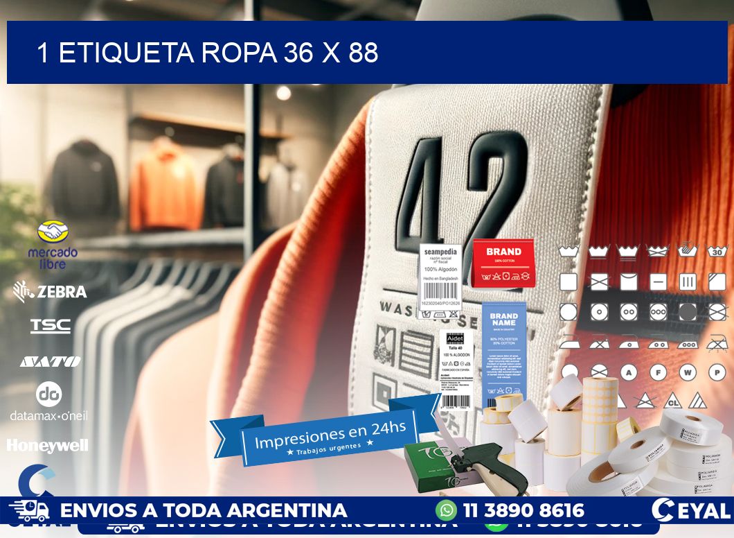 1 ETIQUETA ROPA 36 x 88