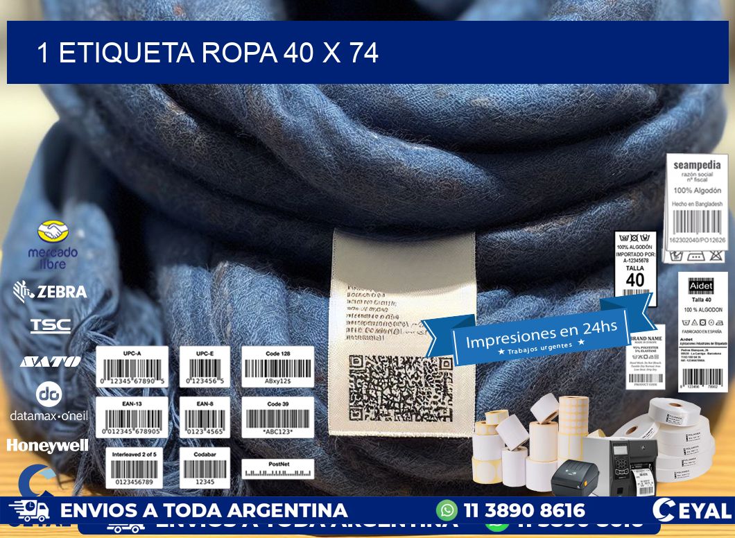 1 ETIQUETA ROPA 40 x 74