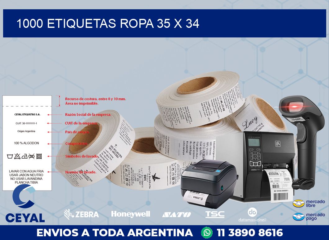 1000 ETIQUETAS ROPA 35 x 34