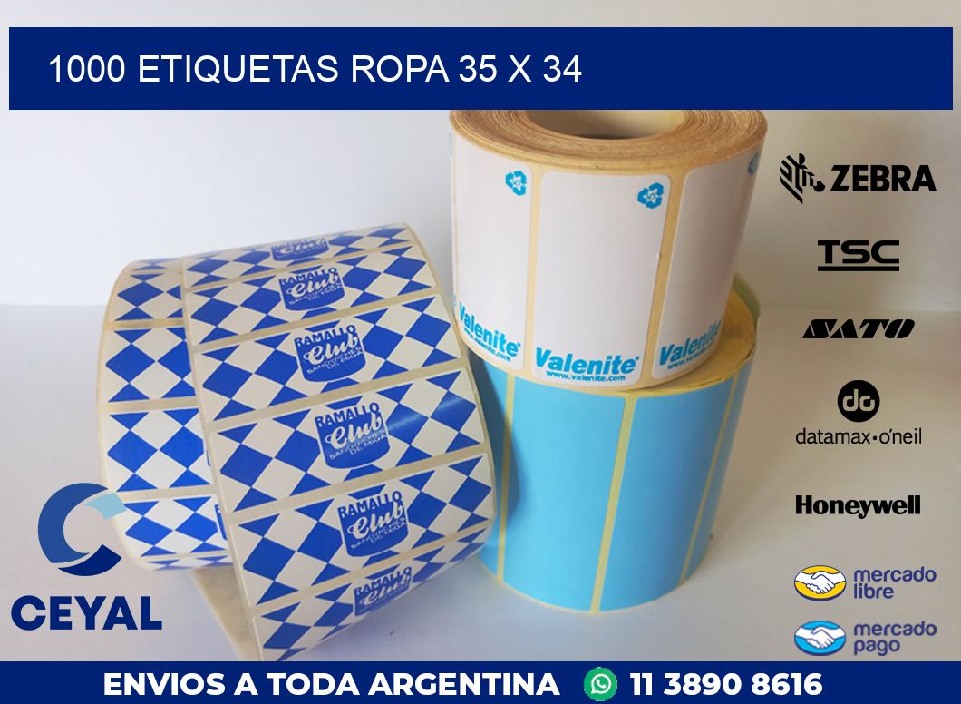 1000 ETIQUETAS ROPA 35 x 34