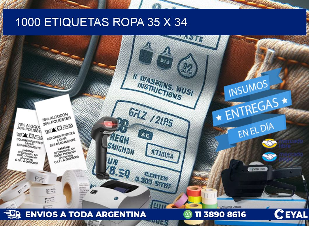 1000 ETIQUETAS ROPA 35 x 34
