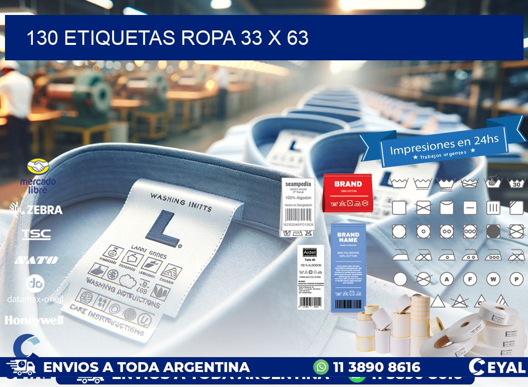 130 ETIQUETAS ROPA 33 x 63