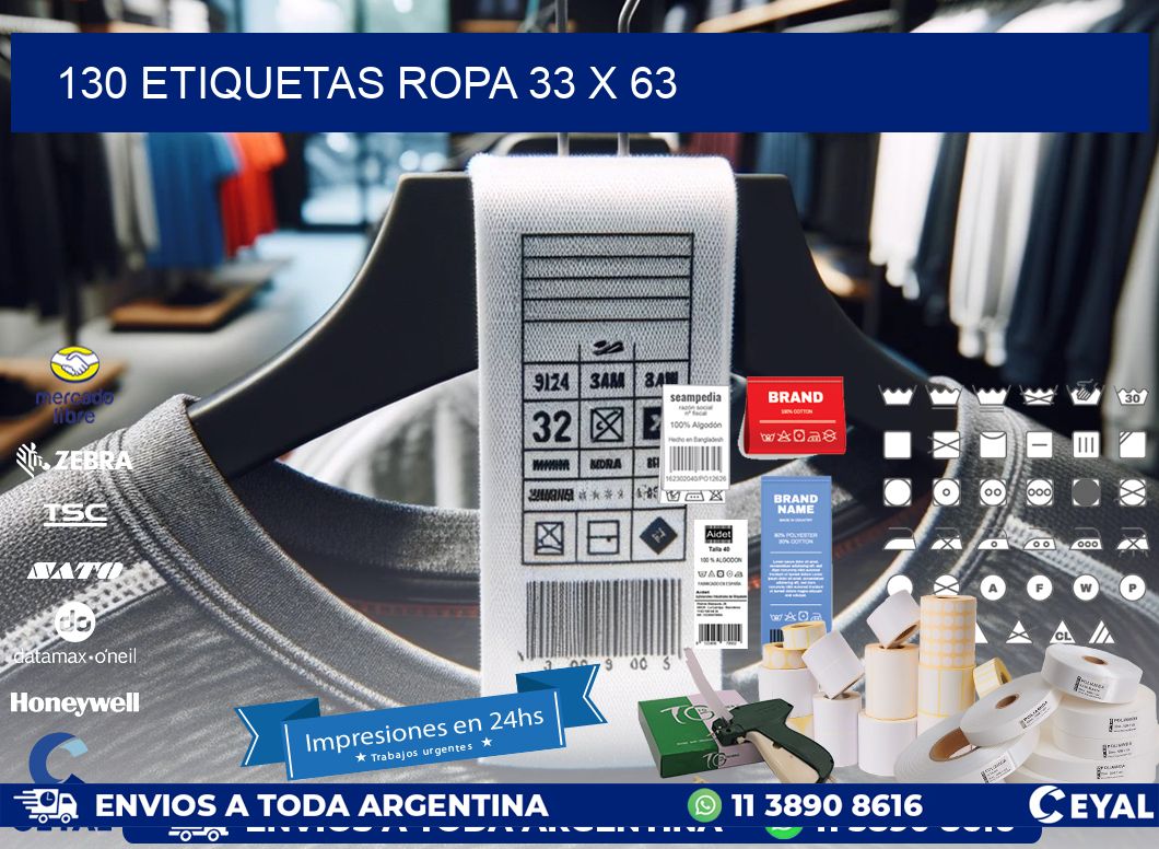 130 ETIQUETAS ROPA 33 x 63