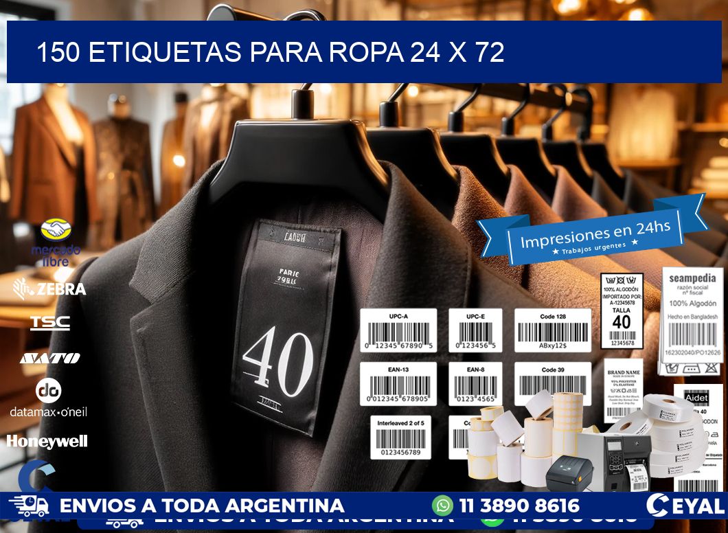150 ETIQUETAS PARA ROPA 24 x 72