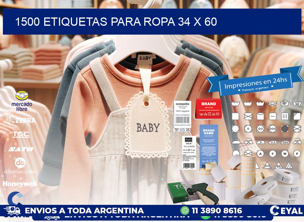1500 ETIQUETAS PARA ROPA 34 x 60