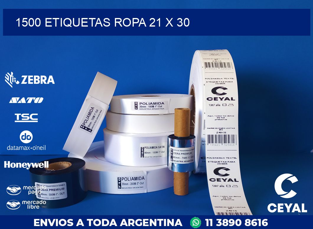 1500 ETIQUETAS ROPA 21 x 30