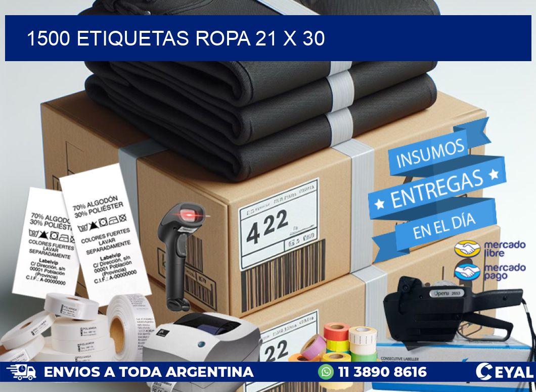 1500 ETIQUETAS ROPA 21 x 30