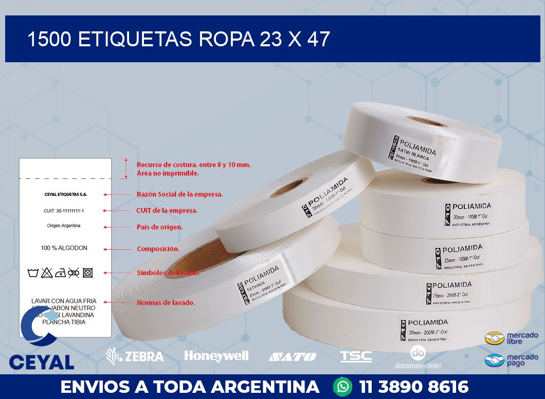 1500 ETIQUETAS ROPA 23 x 47